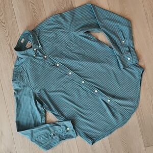 J. Crew Slim Fit Collared Blue Gingham Button‎ Down 100% Cotton Shirt, Medium